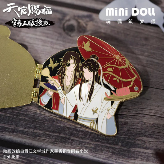 Minidoll Tgcf Anime Merch Xie Lian, Hua Cheng Flip Metal Badge Chui Jin Zhuan Yu Series - Heartbeat Anime House